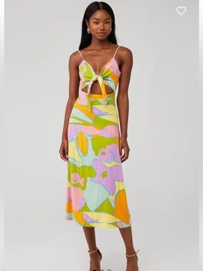 Show Me Your MuMu NWT Moby Tie Midi Dress in Summer Sorbet